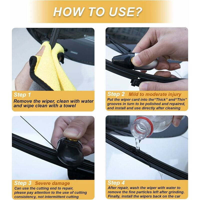 Wiper Repair Device, Car Windshield Wiper Strip Repairer Portable Restore Windshield Wiper Strip Renovator V1188-MS-227-1359