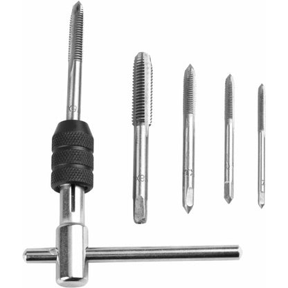 5 pcs Metric Hand Straight Flute Taps Assortment M3 M4 M5 M6 M8 With 1Pc Adjustable Wrench, Steel Thread Tap V1188-MS-227-1361
