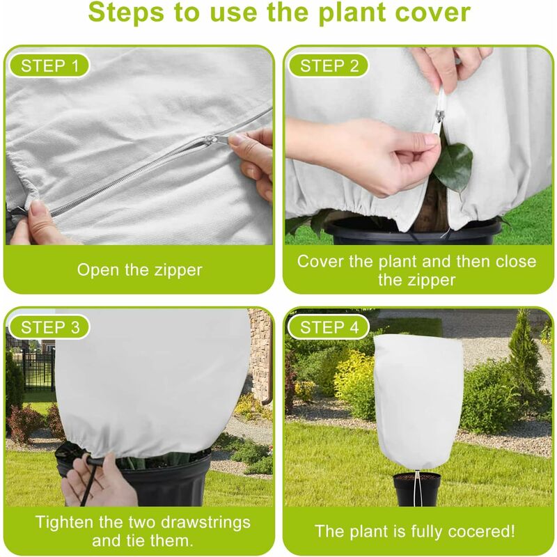 3 pcs Set Winter Plant Covers With Drawstring And Zipper 80G/M2 Polypropylene Winter Covers Heavy Duty V1188-MS-227-1366