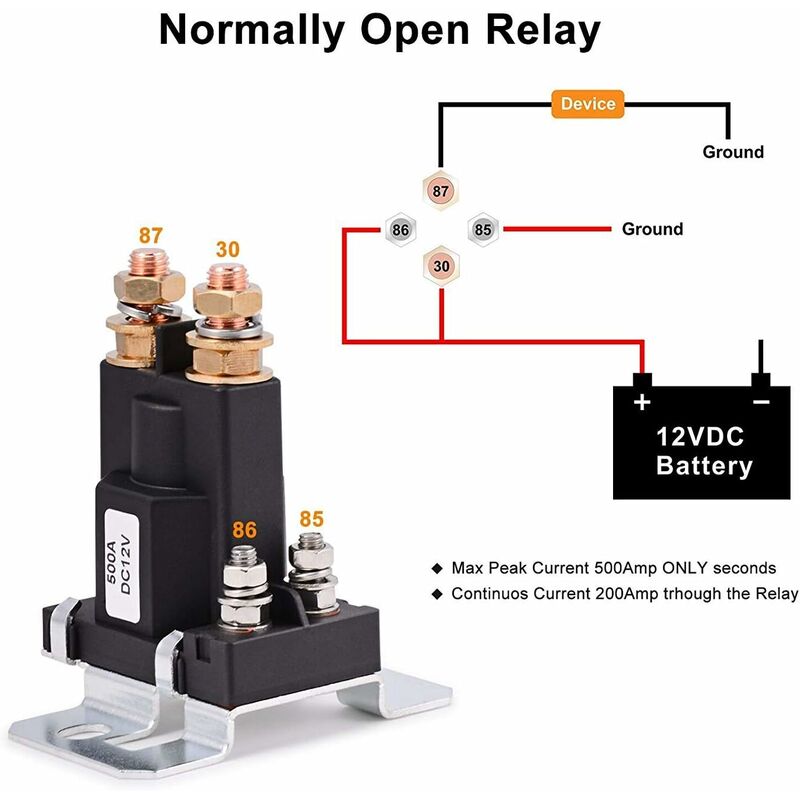 Relay 500 Amp Dc 12V 4 Pin High Current Starter Spst Car Auto Start Contactor Double Batteries Isolator V1188-MS-227-1374