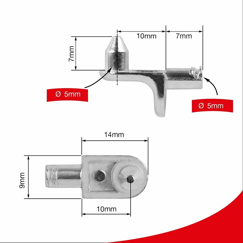 50 pcs Double Tenon Corner Brace Shelf Brackets - 5Mm Safety Shelf Brackets - Nickel Plated Zamak Shelf V1188-MS-227-1376