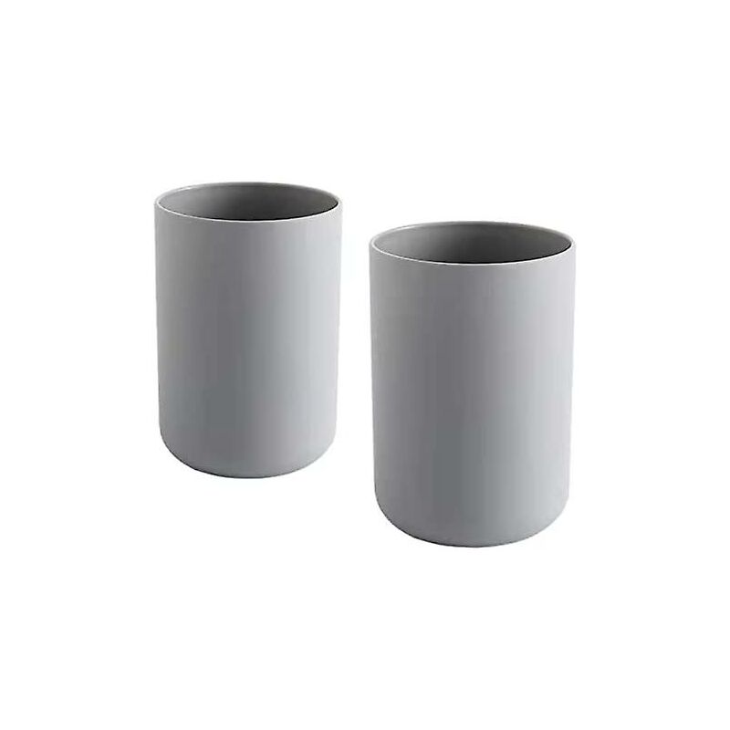 2 pcs Toothbrush Cups, Bathroom Toothbrush Holder, Mug, Plastic Cup 300Ml (Grey & Grey) V1188-MS-227-1379