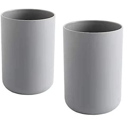 2 pcs Toothbrush Cups, Bathroom Toothbrush Holder, Mug, Plastic Cup 300Ml (Grey & Grey) V1188-MS-227-1379