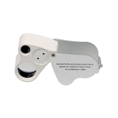 LED Illuminated Jeweler'S Loupe Dual Focus Magnifier, 60X, 12Mm And 30X V1188-MS-227-1381