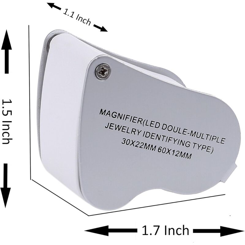 LED Illuminated Jeweler'S Loupe Dual Focus Magnifier, 60X, 12Mm And 30X V1188-MS-227-1381