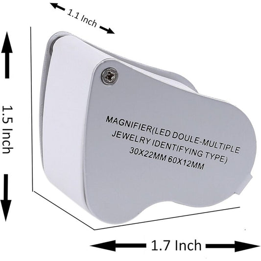 LED Illuminated Jeweler'S Loupe Dual Focus Magnifier, 60X, 12Mm And 30X V1188-MS-227-1381
