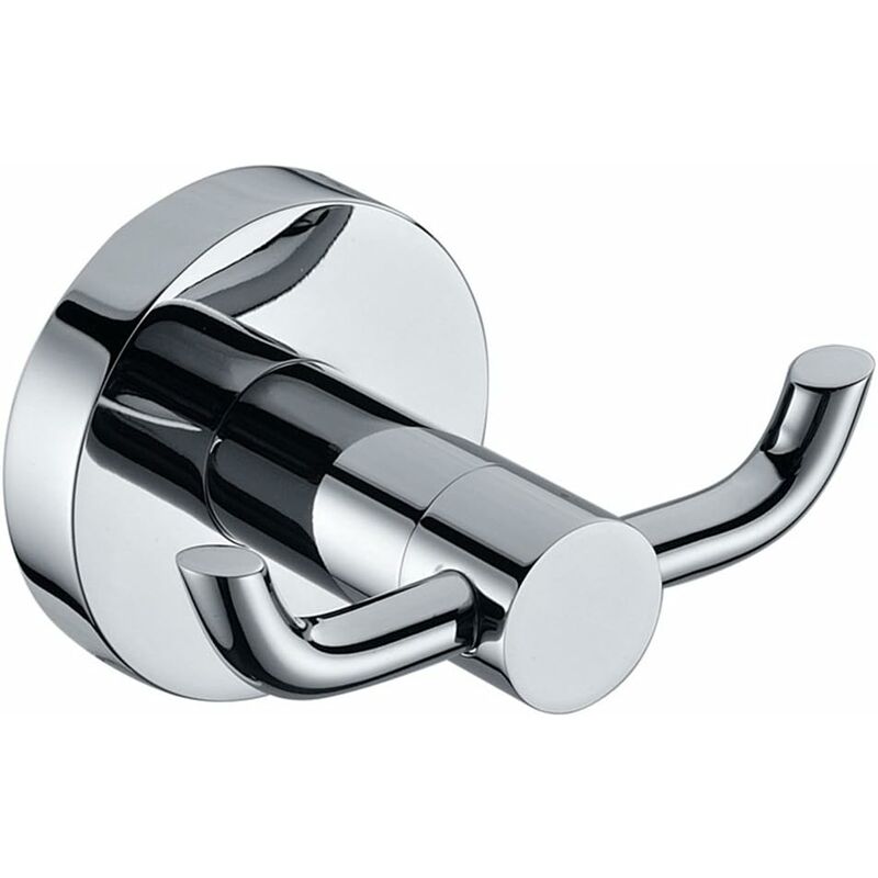 2 Pack Modern Polished Chrome Wall Hooks Solid Brass Double Towel Bar Bathroom Toilet Hat Clothes Wall Hanger V1188-MS-227-1384