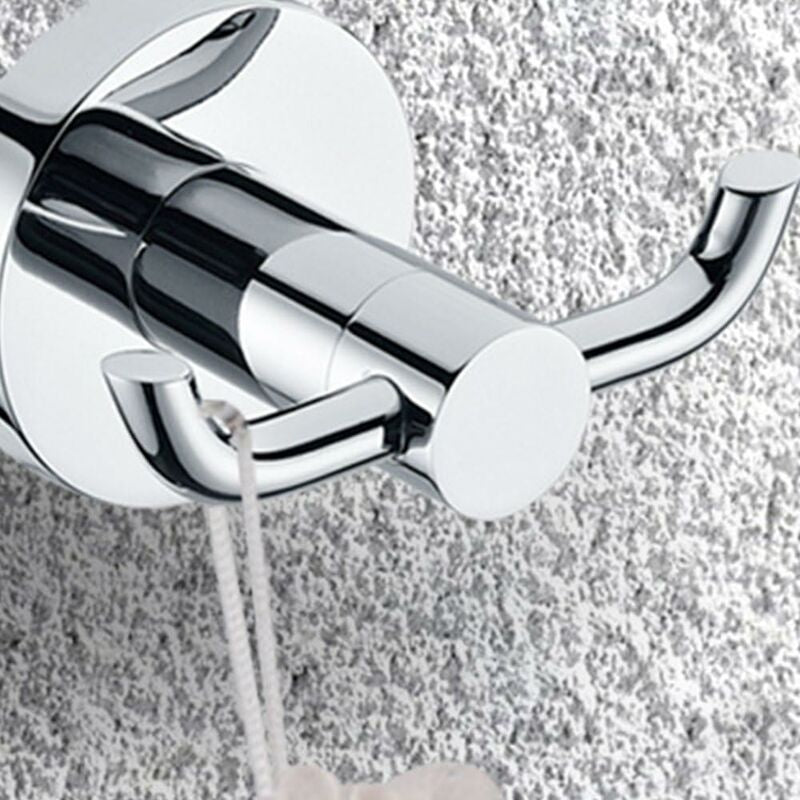 2 Pack Modern Polished Chrome Wall Hooks Solid Brass Double Towel Bar Bathroom Toilet Hat Clothes Wall Hanger V1188-MS-227-1384