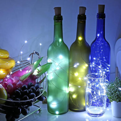 LED Bottle Lights 2M 20LEDs Bottle Lights, LED Bottle Stopper Light Waterproof Flexible Silver Wire V1188-MS-227-1385