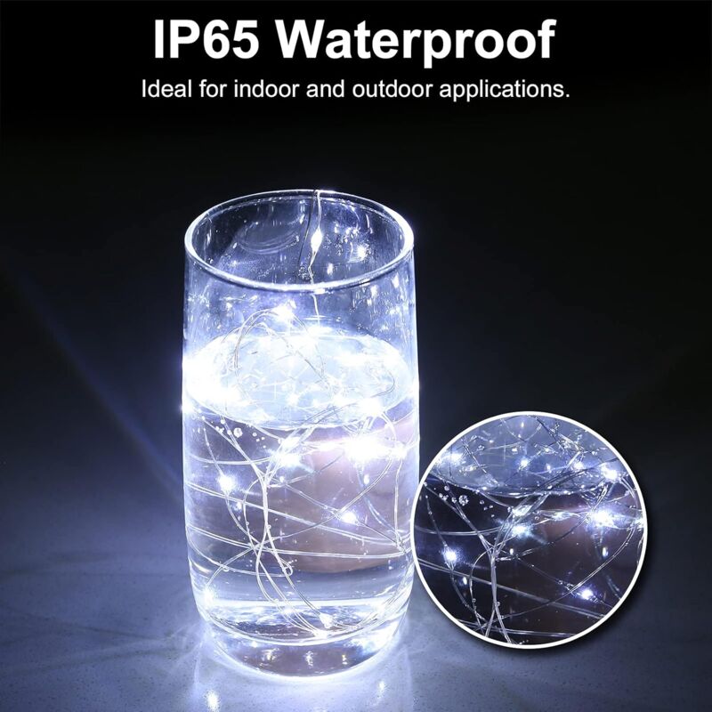 LED Bottle Lights 2M 20LEDs Bottle Lights, LED Bottle Stopper Light Waterproof Flexible Silver Wire V1188-MS-227-1385