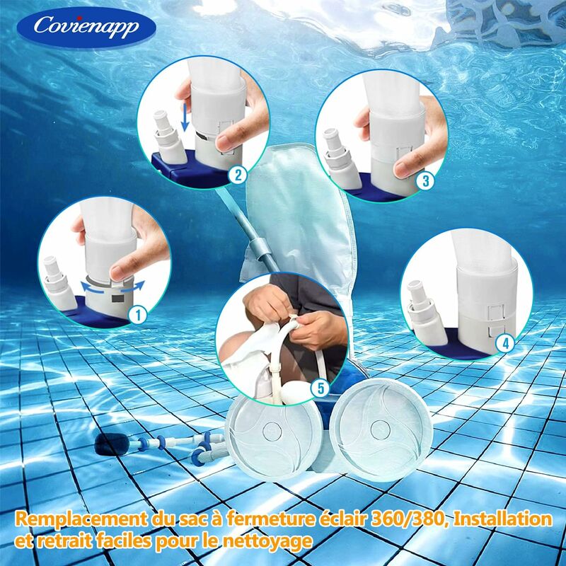 2 Pack Pool Cleaner Filter Bags Fits Polaris360 And 380 Pool Cleaner Zippered And Adjustable Design In White V1188-MS-227-1388