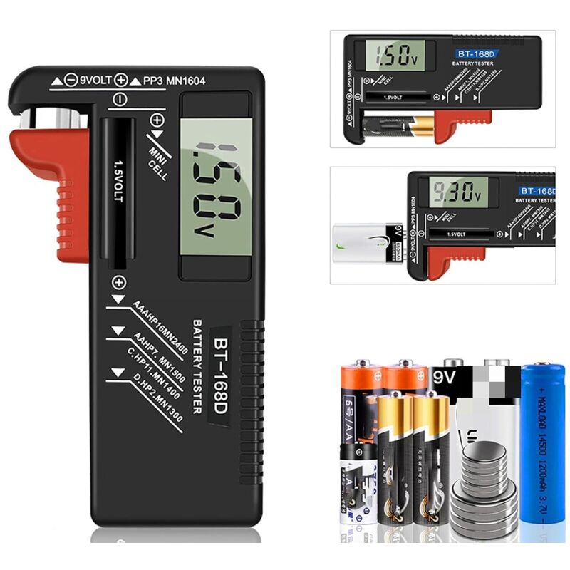 Digital Battery Tester, Universal Battery Tester, Battery Tester, For Aa, Aaa, C, D, Pp3, 9V, 1.5V, Button V1188-MS-227-1392