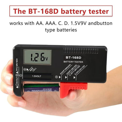 Digital Battery Tester, Universal Battery Tester, Battery Tester, For Aa, Aaa, C, D, Pp3, 9V, 1.5V, Button V1188-MS-227-1392