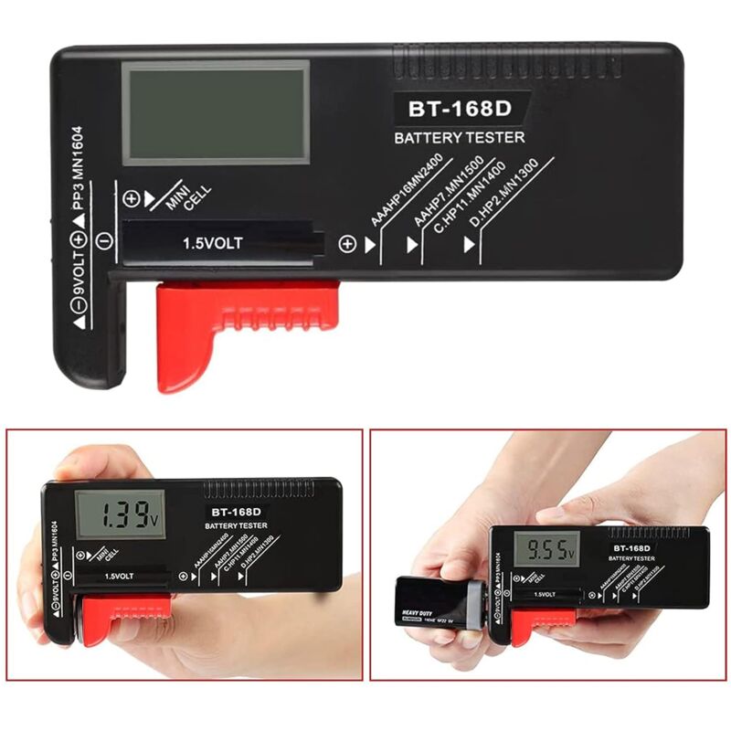 Digital Battery Tester, Universal Battery Tester, Battery Tester, For Aa, Aaa, C, D, Pp3, 9V, 1.5V, Button V1188-MS-227-1392