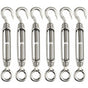 6 pcs Wire Tensioner M4 Stainless Steel Adjustable Turnbuckle Hook And Eye Set Heavy Duty V1188-MS-227-1400
