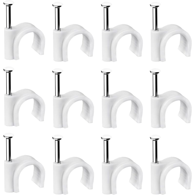 400 pcs Steel Cable Clips Wall Mounted - Various - Strong - Durable - White - ROund - 400 6Mm - Cable V1188-MS-227-1402