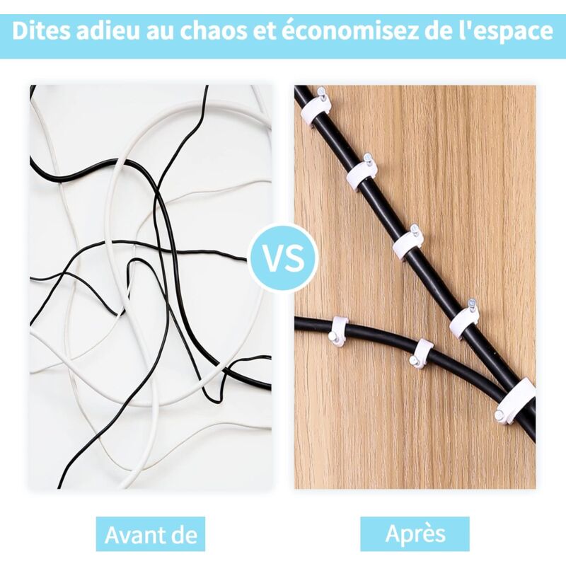 400 pcs Steel Cable Clips Wall Mounted - Various - Strong - Durable - White - ROund - 400 6Mm - Cable V1188-MS-227-1402