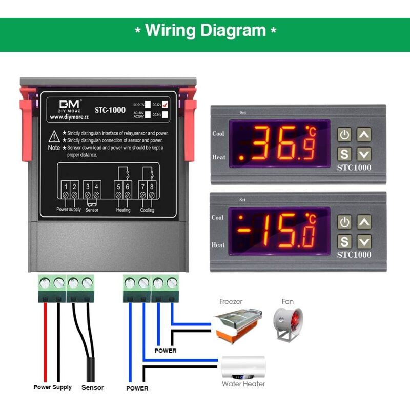 Stc-1000 Temperature Controller, 12V 10A Multi-Purpose Digital Thermostat With Ntc Probe For Fermentation V1188-MS-227-1405