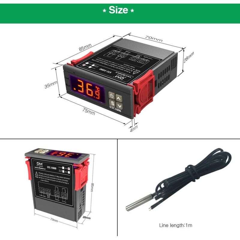 Stc-1000 Temperature Controller, 12V 10A Multi-Purpose Digital Thermostat With Ntc Probe For Fermentation V1188-MS-227-1405