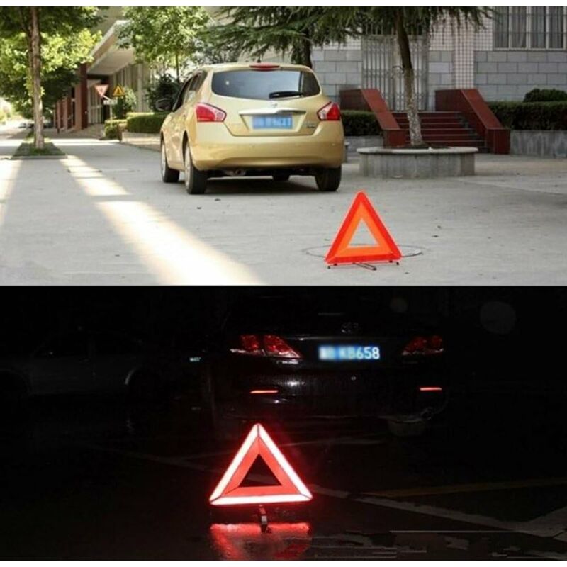 Red Car Emergency Reflective Triangle, Foldable Triangular Warning Sign For Cars V1188-MS-227-1411