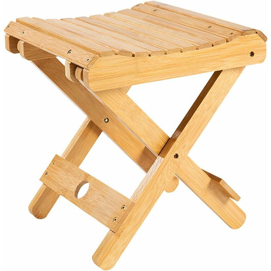 Solid Wood Folding Stool - Portable Stool For Home, Gaming, Fishing, Works In Bedrooms, Garden, Wood, V1188-MS-227-1415