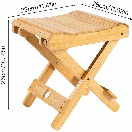 Solid Wood Folding Stool - Portable Stool For Home, Gaming, Fishing, Works In Bedrooms, Garden, Wood, V1188-MS-227-1415