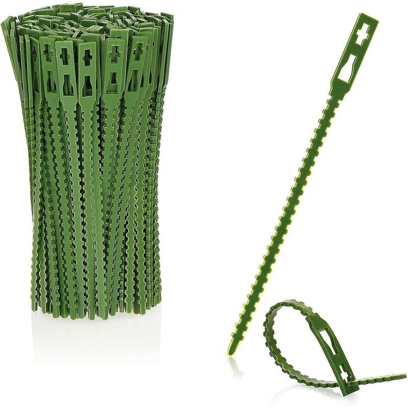 200X Green Plastic Plant Binder - Stabilize Plants - Plant Clips - Plant Stake Clip (13 Cm) V1188-MS-227-1417