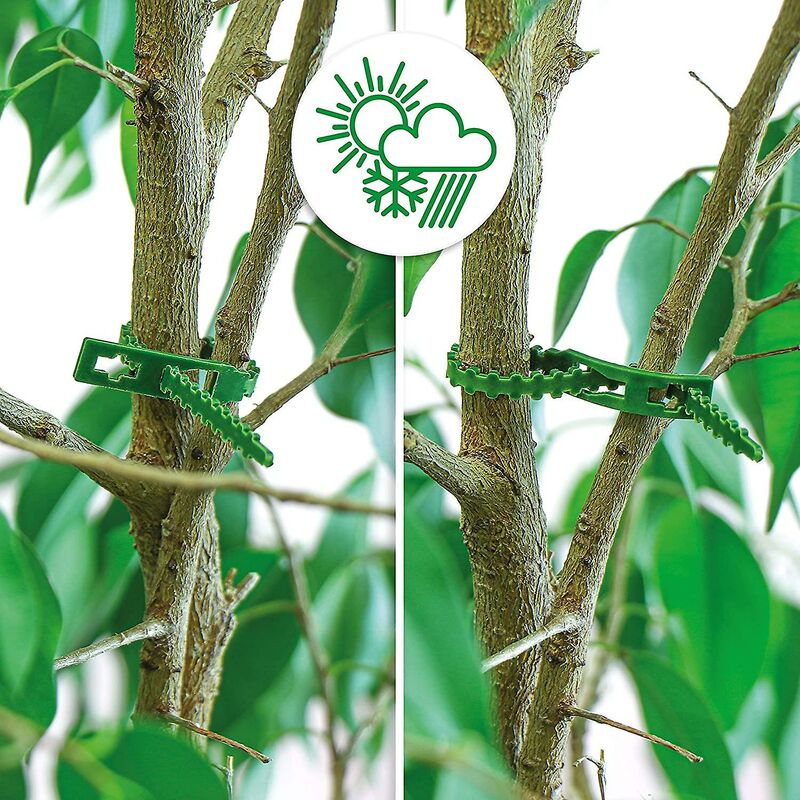 200X Green Plastic Plant Binder - Stabilize Plants - Plant Clips - Plant Stake Clip (13 Cm) V1188-MS-227-1417