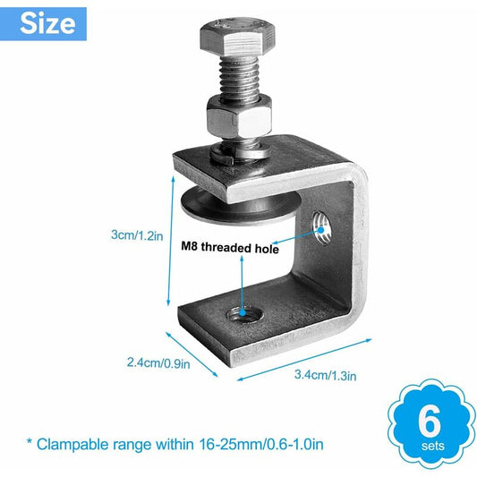 6 pcs Heavy Duty 304 Stainless Steel C-Clamps, For Clamps, Pliers And Turnbuckles, Woodworking Tools, Diy & V1188-MS-227-1423