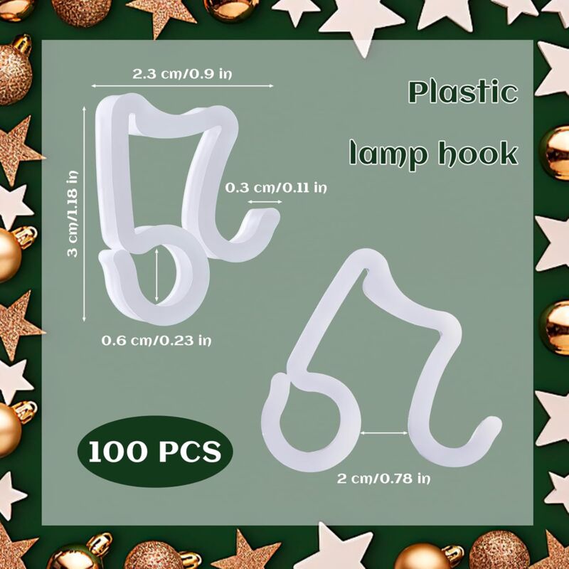 100 pcs Gutter Hooks, Outdoor String Lights Clips, Gutter Garland Hooks, Gutter Hooks For Christmas V1188-MS-227-1424