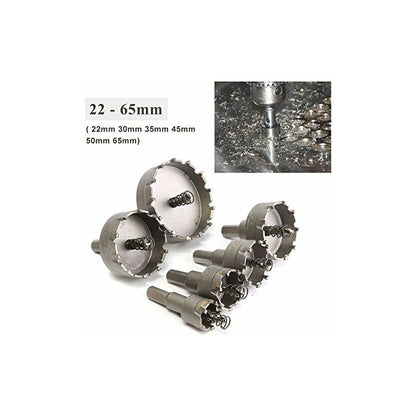 6 pcs Hss Tct Chainsaw Drill Bits Carbide Hole Opener, 22-65Mm V1188-MS-227-1428