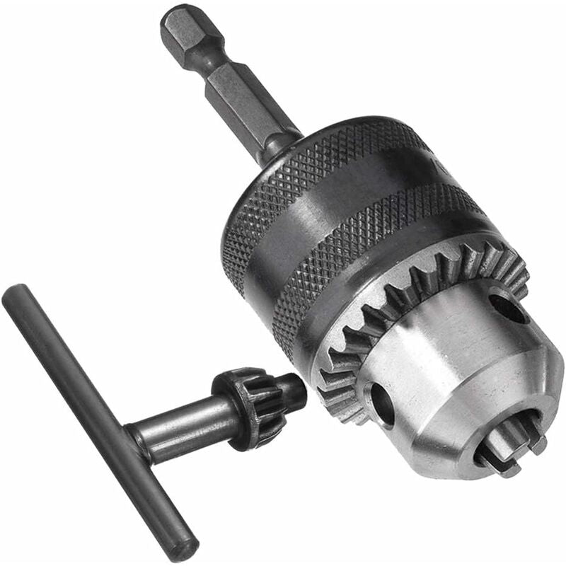 1.5-13Mm 6.35Mm Hex Shank Quick Change Drill Chuck Adapter, 1/2-20Unf Drill Chuck Converter With Chuck Key V1188-MS-227-1429