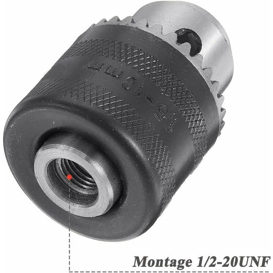 1.5-13Mm 6.35Mm Hex Shank Quick Change Drill Chuck Adapter, 1/2-20Unf Drill Chuck Converter With Chuck Key V1188-MS-227-1429
