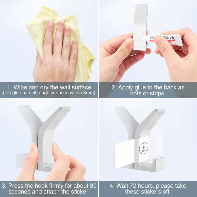 Self Adhesive Hooks Aluminum Wall Hook Waterproof Bathroom Towel And RObe Hooks For Kitchen Bathroom Closets V1188-MS-227-1431