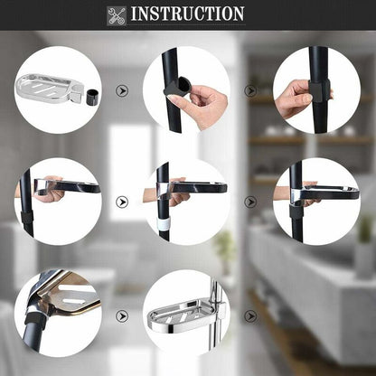 Shower Soap Tool, Abs Soap Dish Soap Holder Clip-On Tray Adjustable Flat Rail Practical Bathroom Gadget V1188-MS-227-1432