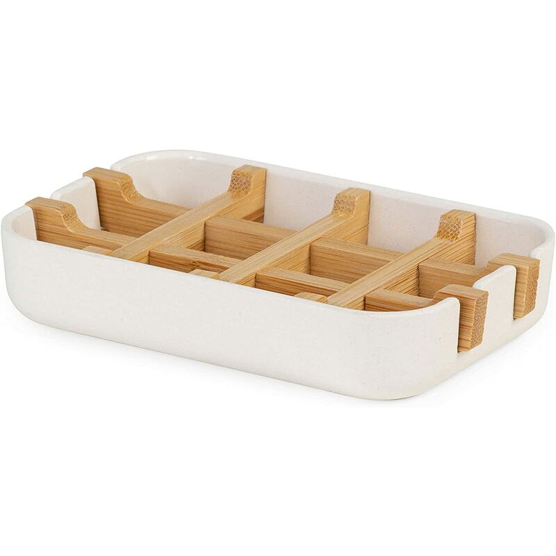 Compactor Soap Dish White, Eco-Friendly Bamboo, 100% Natural, 100% Biodegradable, 100% Plastic Free, 13 X 8.5 V1188-MS-227-1438