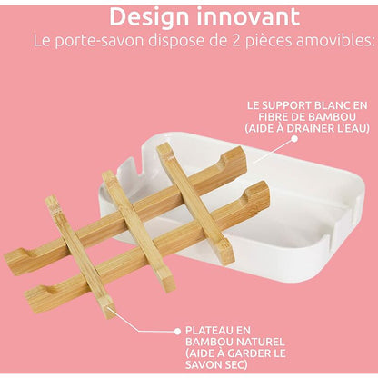 Compactor Soap Dish White, Eco-Friendly Bamboo, 100% Natural, 100% Biodegradable, 100% Plastic Free, 13 X 8.5 V1188-MS-227-1438