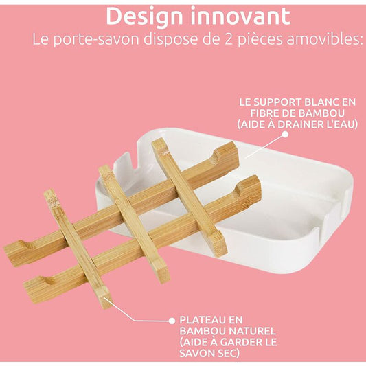 Compactor Soap Dish White, Eco-Friendly Bamboo, 100% Natural, 100% Biodegradable, 100% Plastic Free, 13 X 8.5 V1188-MS-227-1438