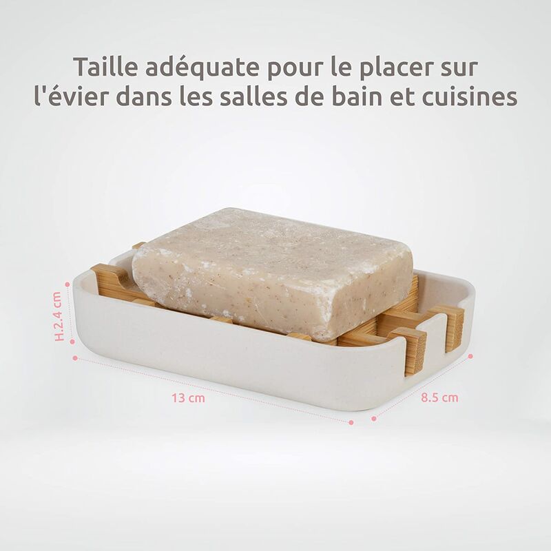 Compactor Soap Dish White, Eco-Friendly Bamboo, 100% Natural, 100% Biodegradable, 100% Plastic Free, 13 X 8.5 V1188-MS-227-1438