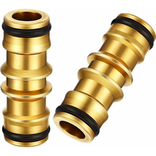 2 Pack Brass Garden Hose Connector For Garden Hose Tap (Double Male Brass Connector) V1188-MS-227-1443