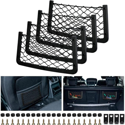 4 Pack Car Storage Net, Trunk Storage Net, Car Trunk Net, With Screws, Hook, Car Pocket Organizer Bag For V1188-MS-227-1454