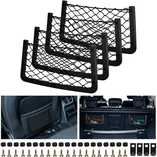4 Pack Car Storage Net, Trunk Storage Net, Car Trunk Net, With Screws, Hook, Car Pocket Organizer Bag For V1188-MS-227-1454