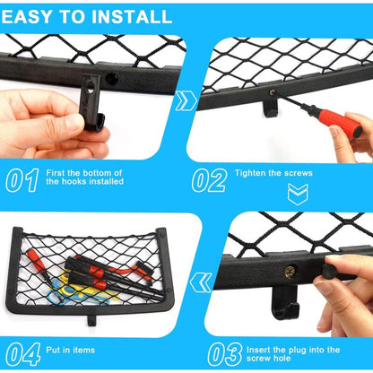 4 Pack Car Storage Net, Trunk Storage Net, Car Trunk Net, With Screws, Hook, Car Pocket Organizer Bag For V1188-MS-227-1454