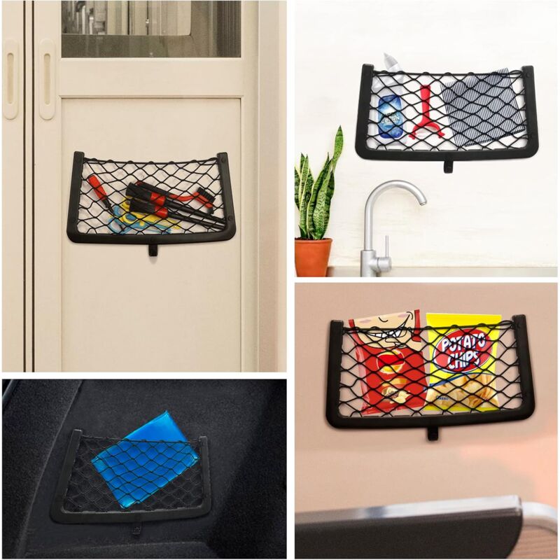 4 Pack Car Storage Net, Trunk Storage Net, Car Trunk Net, With Screws, Hook, Car Pocket Organizer Bag For V1188-MS-227-1454