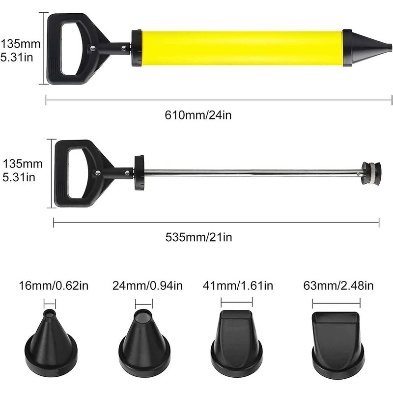 Cement Grout Gun Mortar Joint Gun - Manual Mortar Pump With 4 Nozzles - Mortar Gun With Accessories V1188-MS-227-1456