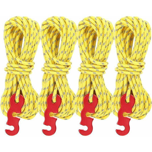 4 pcs Reflective Guy Lines With ROpe Tensioner, 4M, Diameter: 3Mm, Tear Resistant, For Tent And Shade Sail V1188-MS-227-1457