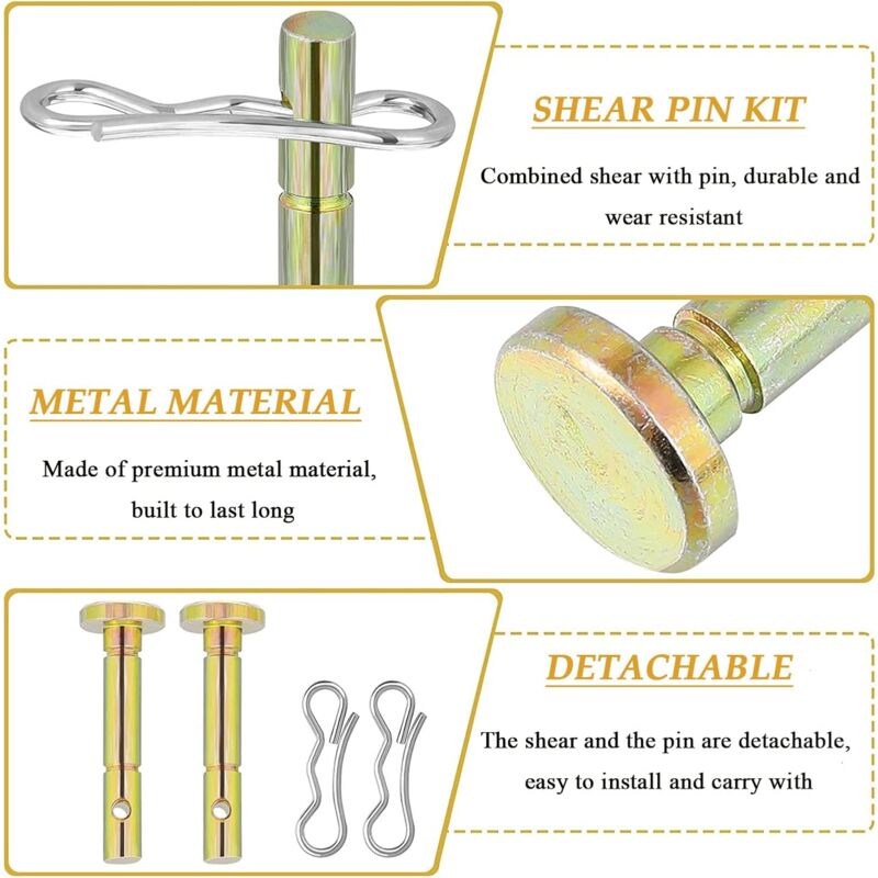 10 pcs Shear Pins, Replacement Cotter Pins, Replacement Shear Pin, For Spare Parts, Snow Blower Replacement V1188-MS-227-1460