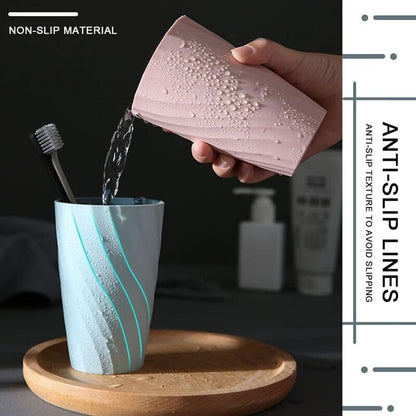 2 Pack Bathroom Tumblers Unbreakable Soft Durable Bathroom Cup Toothbrush Holder (Light Blue & DArk Blue) V1188-MS-227-1464