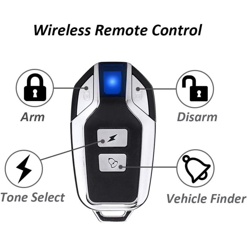 Wireless Motorcycle/Bike Security Anti-Theft Alarm With Remote Control, Ip55 Waterproof, 113 Db Super Loud V1188-MS-227-1466