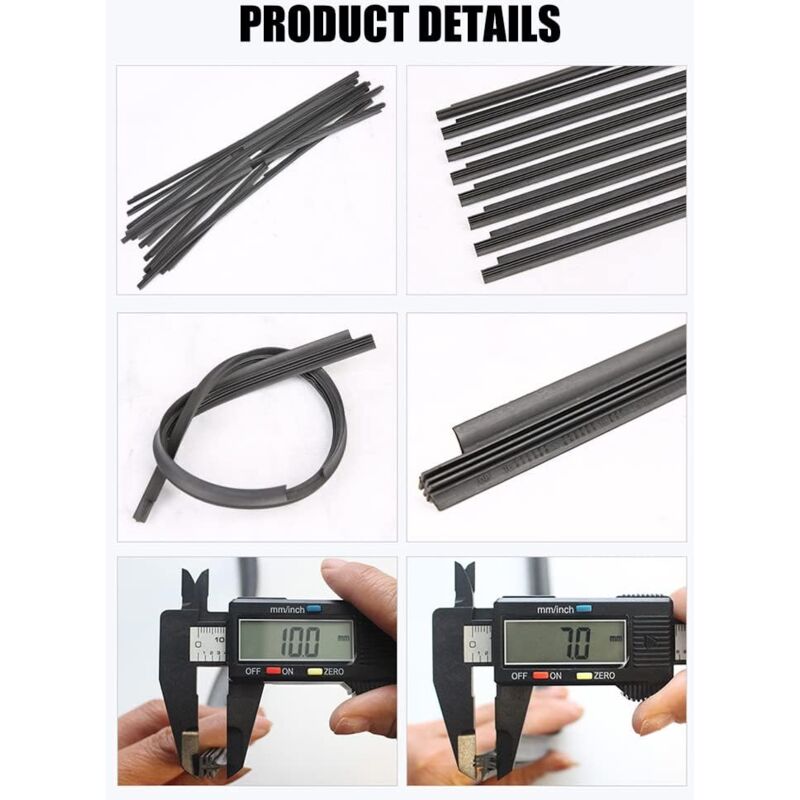 Cuttable Windshield Wiper Blades, Replacement Rubber, Prevents Glass DAmage, 8 Pieces, 700 Mm (Wipers Not V1188-MS-227-1468